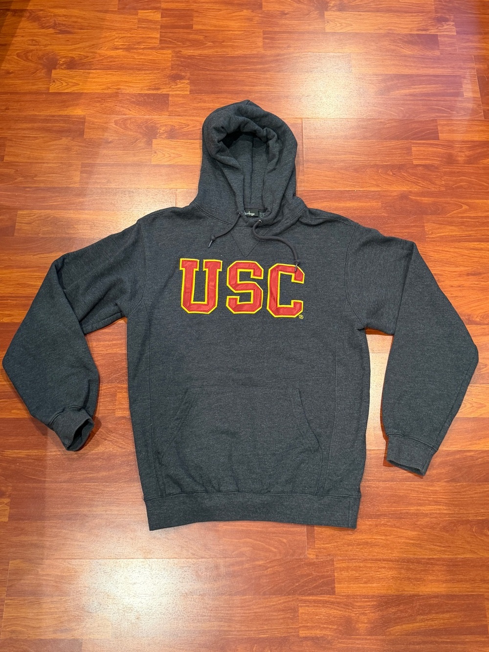 USC Heritage Charcoal Hoodie with Red & Gold Small
